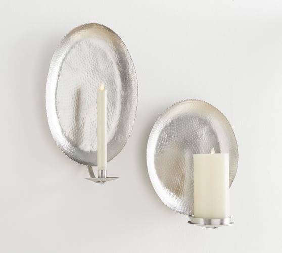 Luna Antique Silver Candle Sconce Candle Holder Pottery Barn