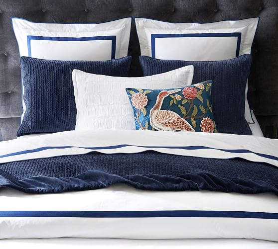 Clifton Bird Embroidered Lumbar Decorative Pillow Cover Pottery Barn