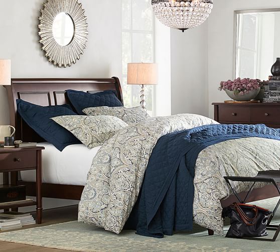 Mackenna Paisley Percale Duvet Cover Shams Blue