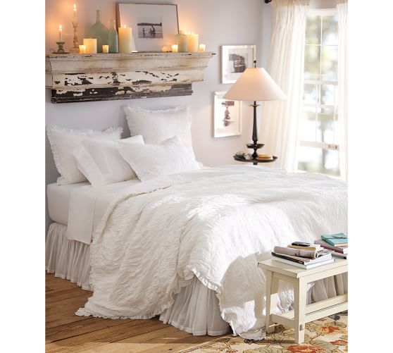 Ruched Voile Patterned Duvet Cover Sham Pottery Barn