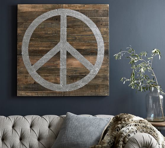 Glitter Peace Sign Art Wall Decor Pottery Barn