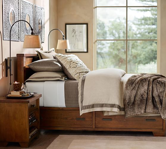 Linen With Silk Trim Patterned Duvet Cover Sham Pottery Barn