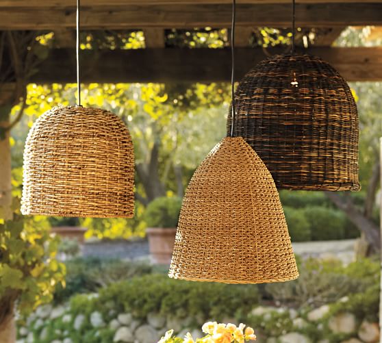 Grove Wicker Indoor Outdoor Pendant Lights Set Of 3 Pottery Barn