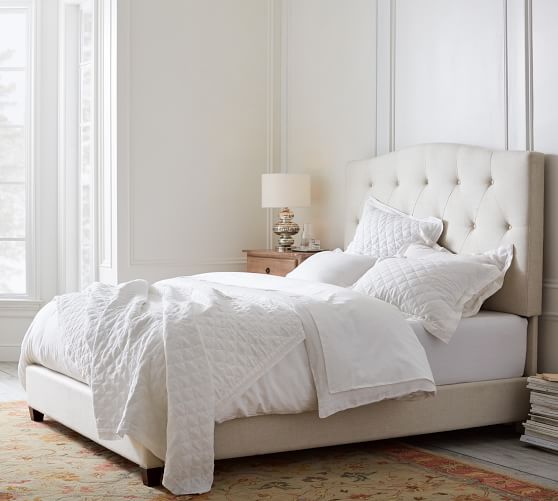 Elliot Curved Upholstered Bed Pottery Barn