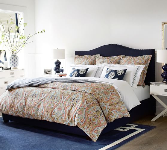 Raleigh Upholstered Curved Low Bed Pottery Barn