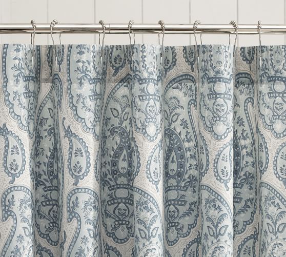 Ashlyn Paisley Organic Shower Curtain Pottery Barn