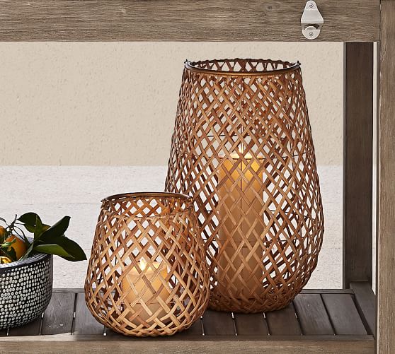 Kelly Woven Palm Lantern Pottery Barn