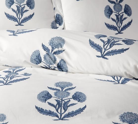 Annelyse Floral Print Organic Pillow Sham Blue Pottery Barn