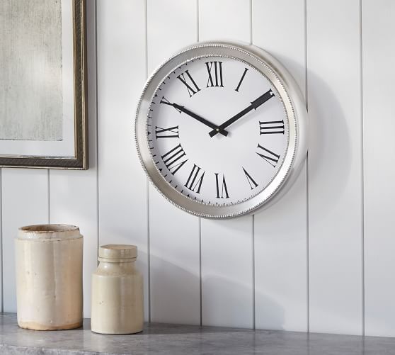 Portia Beaded Wall Clock Brushed Nickel Pottery Barn