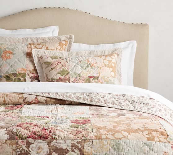 Carolina Floral Patchwork Reversible Cotton Quilt Sham Pottery