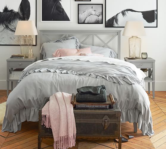 Tencel Ruffle Duvet Cover Shams White Pottery Barn