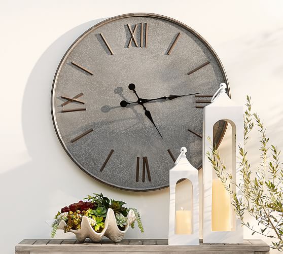 Outdoor Galvanized Wall Clock Pottery Barn