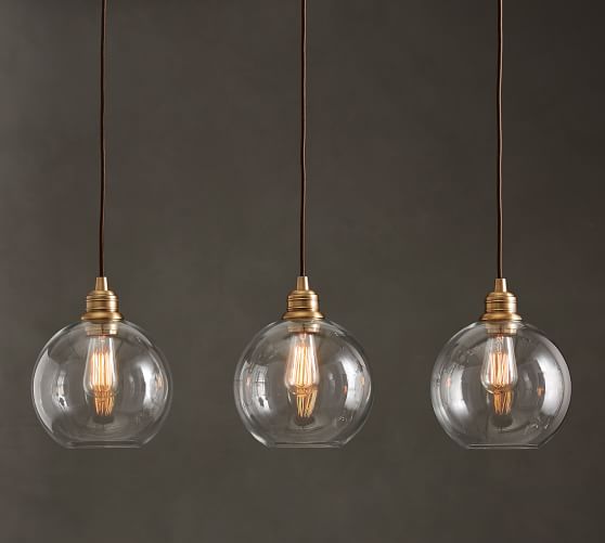 Pb Classic 3 Light Pendant With Glass Globe Shade Pottery Barn