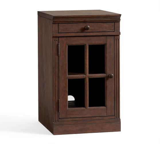 Brown Wash Livingston Single Glass Door Filing Cabinet Pottery Barn