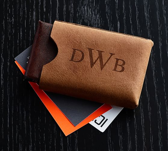 Cognac Leather Business Card Holder Pottery Barn