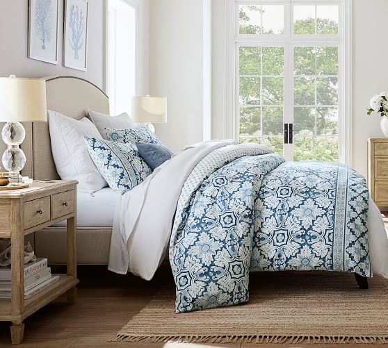 Marcel Reversible Percale Patterned Duvet Cover Sham Pottery Barn