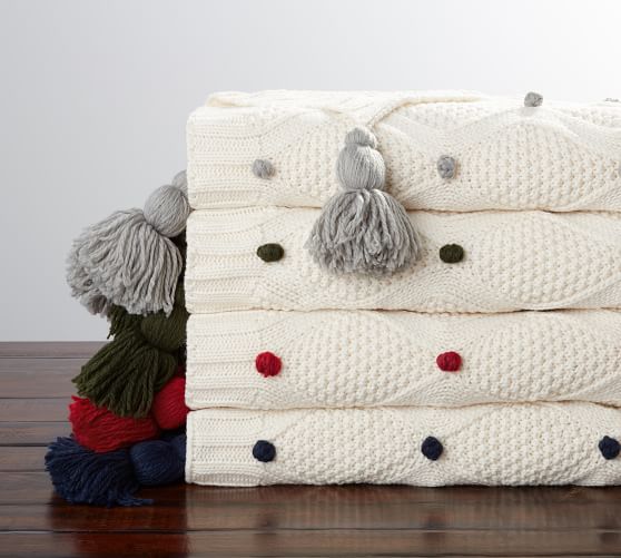 Bobble Knit Throw Blanket Pottery Barn