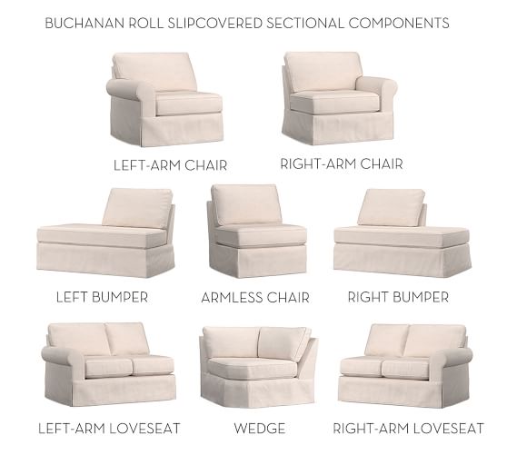 Build Your Own Buchanan Roll Arm Fabric Sectional Pottery Barn