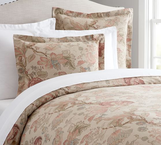 Grace Floral Texture Cotton Linen Blend Duvet Cover Shams