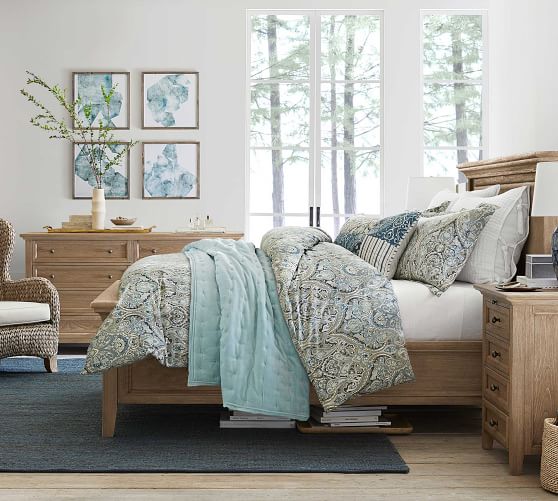 Mackenna Paisley Percale Duvet Cover Shams Blue