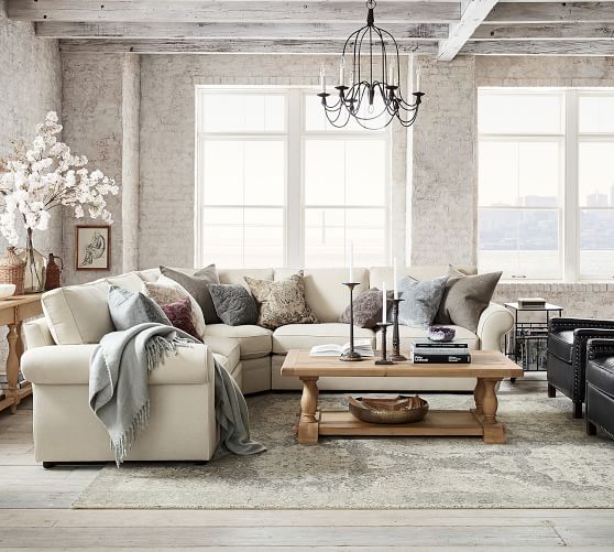 Pearce Upholstered 3 Piece L Shaped Sectional With Wedge Pottery