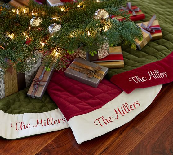 Personalized Classic Velvet Tree Skirts Pottery Barn