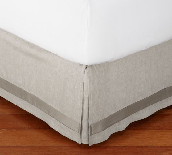 Linen With Silk Trim Bed Skirt Linen With Silk Trim Bed Skirt
