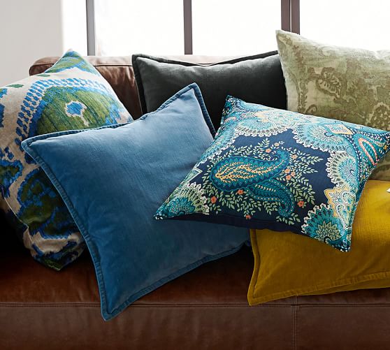 Audrey Ikat Printed Velvet Decorative Pillow Cover Pottery Barn