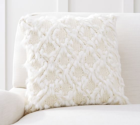 Criss Cross With Knit Fur Pillow Cover Pottery Barn