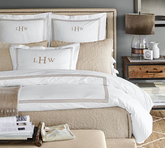 Grand Organic Percale Duvet Cover Full Queen Gray Mist Pottery