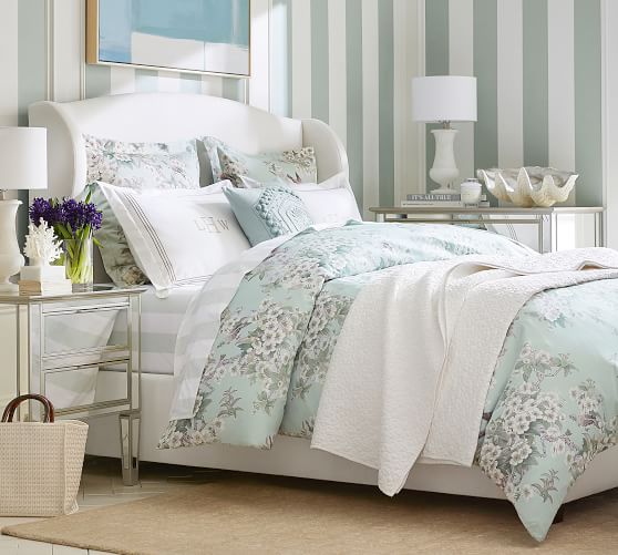 Raleigh Upholstered Wingback Bed Pottery Barn