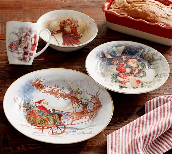 Nostalgic Santa 16 Piece Dinnerware Set Pottery Barn