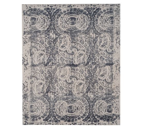 Bosworth Printed Wool Rug Gray Pottery Barn