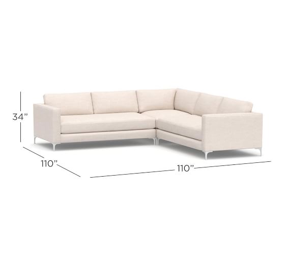 Jake Upholstered 3Piece LShaped Sectional Sofa Pottery Barn