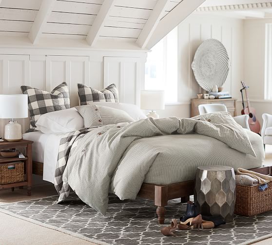 Gray Wheaton Stripe Cotton Patterned Duvet Cover Sham Pottery Barn
