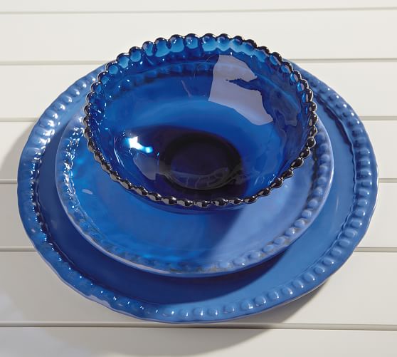 Beaded Outdoor Dinnerware Indigo Pottery Barn