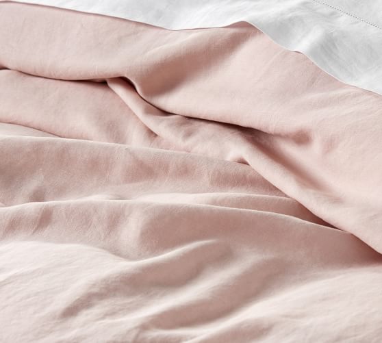 Belgian Flax Linen Duvet Cover Shams Soft Rose Pottery Barn