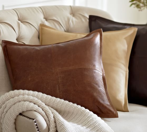 Pieced Leather Pillow Covers Pottery Barn
