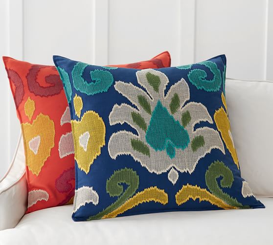 Elin Ikat Applique Decorative Pillow Cover Pottery Barn