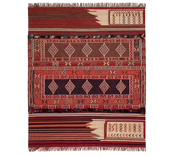 Isaac Recycled Material Kilim Indoor Outdoor Rug Pottery Barn