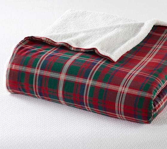 Lynbrook Plaid Sherpa Blanket Pottery Barn