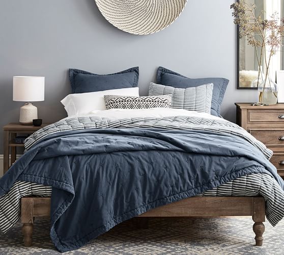 Triangle Stitch Washed Cotton Quilt And Sham Pottery Barn