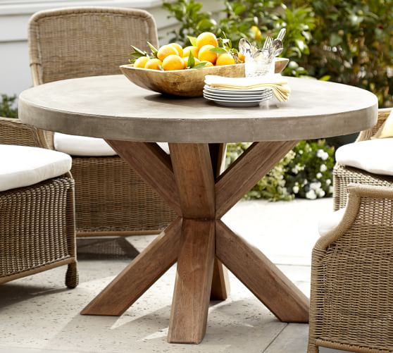 Abbott Round Dining Table Brown Pottery Barn