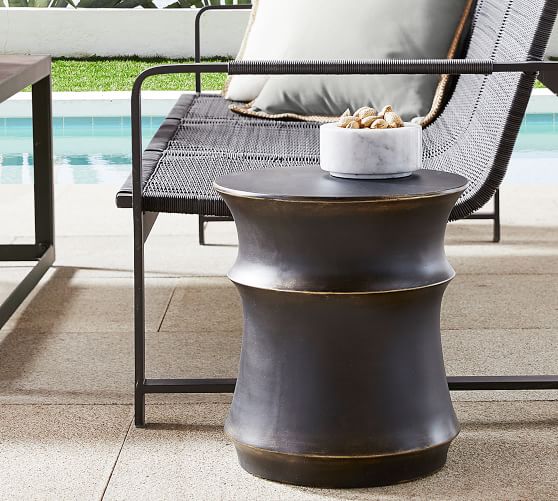 Brass Black Outdoor Side Table Pottery Barn