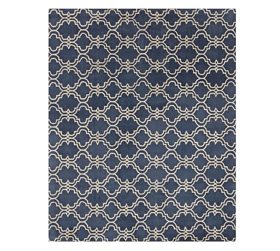 Indigo Blue Scroll Tile Rug Patterned Rugs Pottery Barn