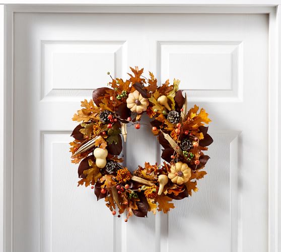 Dried Autumn Pumpkin Wreath Pottery Barn
