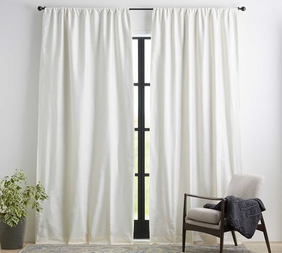 Dupioni Silk Pole Pocket Curtain Ivory Pottery Barn