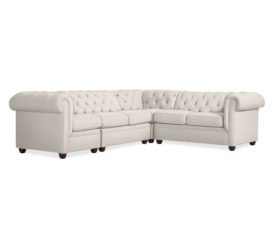 Chesterfield Upholstered 4 Piece Sectional Pottery Barn