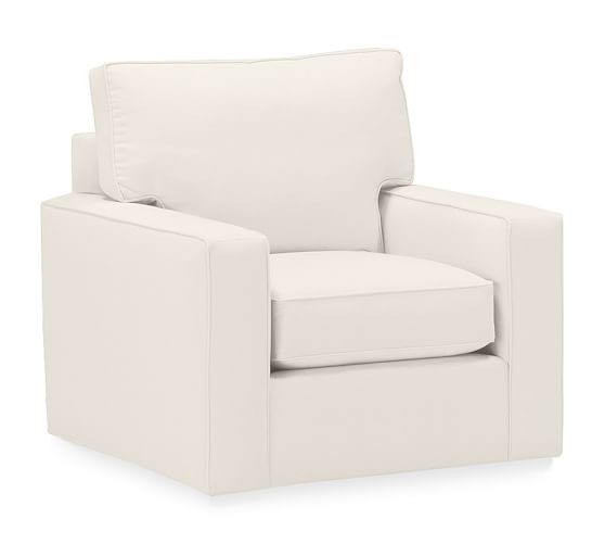 Pb Comfort Square Arm Upholstered Swivel Armchair Pottery Barn