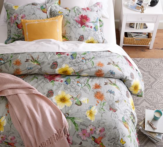 Hummingbird Reversible Percale Patterned Duvet Cover Sham